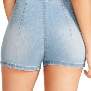 NWT 24 Madden Girl Blue denim Wash Vixen Womens Ultra High Rise Short Shorts